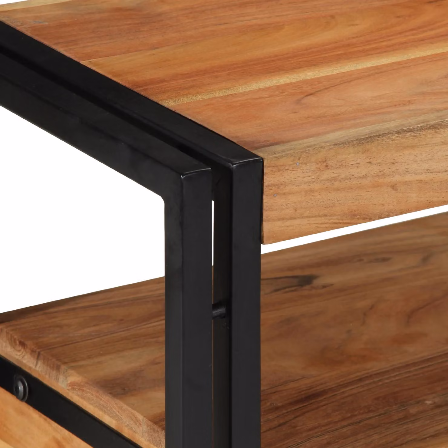 Berkfield Home Industrial End Table in Black and Brown, Solid Acacia Wood and Metal, W/D/H: 120 x 33 x 75 cm – 3