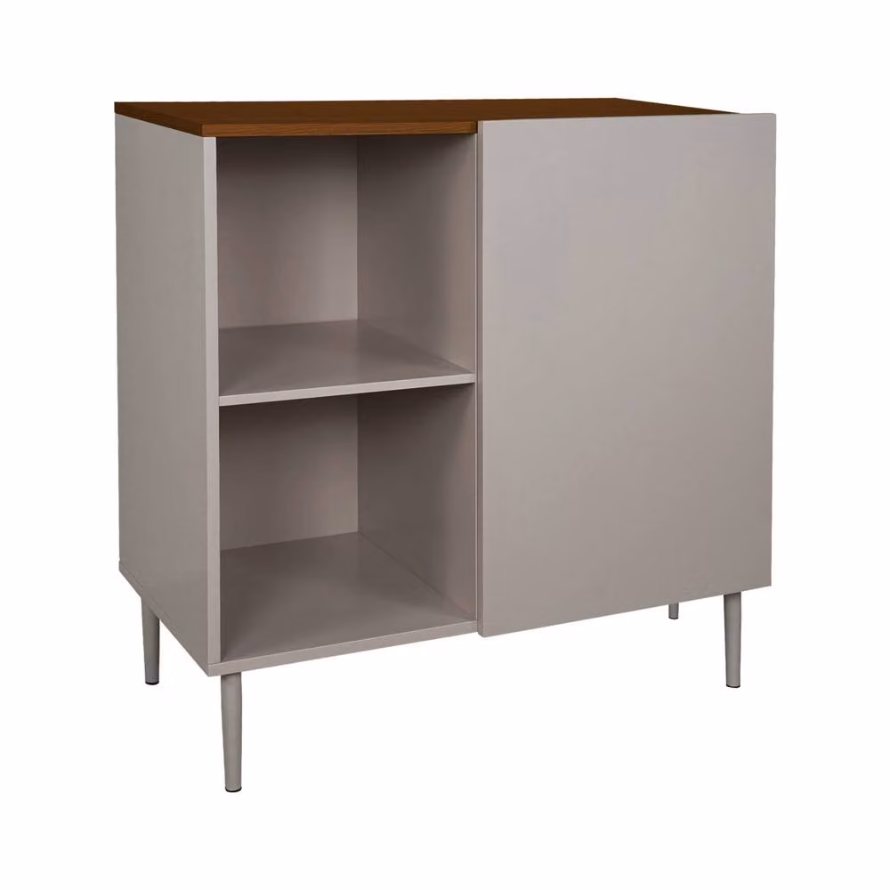 sweeek Modern 1-Door Sideboard Storage Unit in Grey and Walnut with Metal and MDF Construction – 2