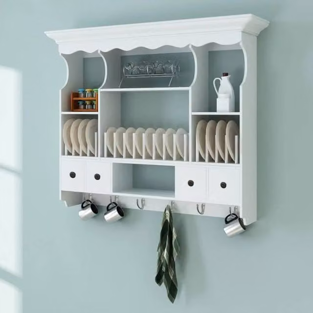 Berkfield Home White Lacquered Wooden Kitchen Wall Unit with Internal Shelves
