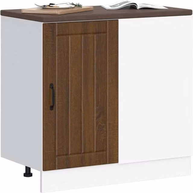 Berkfield Home Lucca Brown Oak Freestanding Sink Base Cabinet W/D/H: 46.0 x 20.0 x 81.5 cm