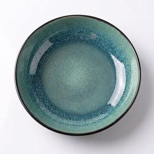 Scandi Home Rivah Green Stoneware Pasta Bowls Set of 4, Diameter: 21 cm – 9