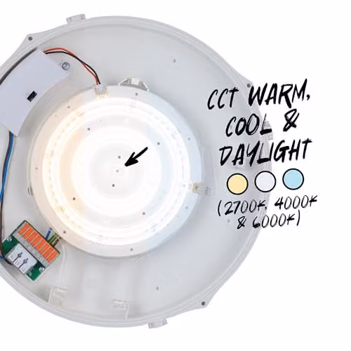 TCP IP65 Microwave Sensor LED Bulkhead Light in White with Switchable CCT and Wattage – 2