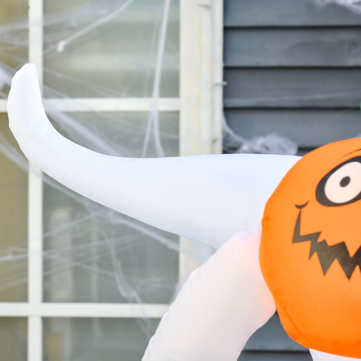 HOMCOM 1.8m LED Halloween Inflatable Floating Ghost and Pumpkin Decoration in White – 6