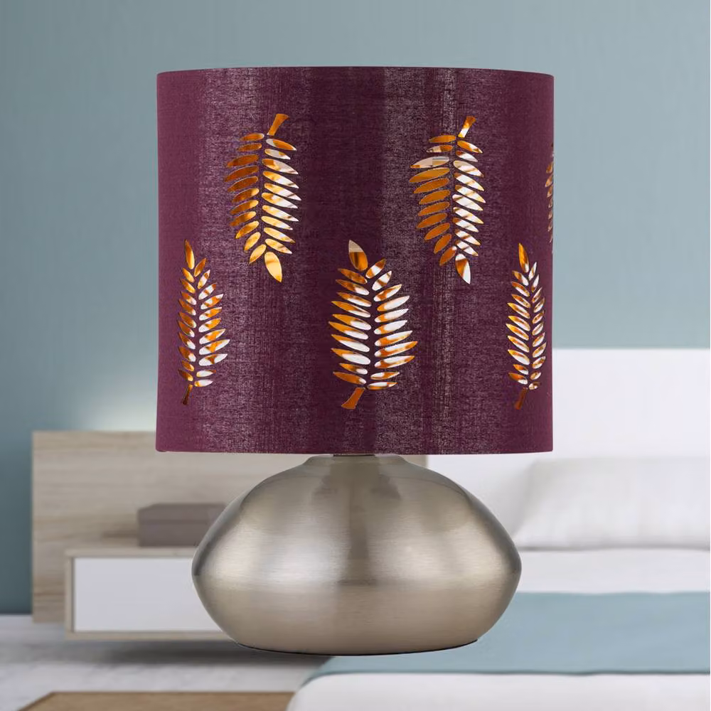 First Choice Lighting Jenson Touch Table Lamp in Brushed Chrome with Red Fabric Shade – 2