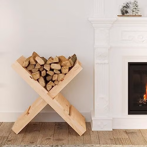 vidaXL Freestanding Log Holder in Natural Brown Solid Pine Wood, W/D/H: 47 x 39.5 x 48 cm – 2