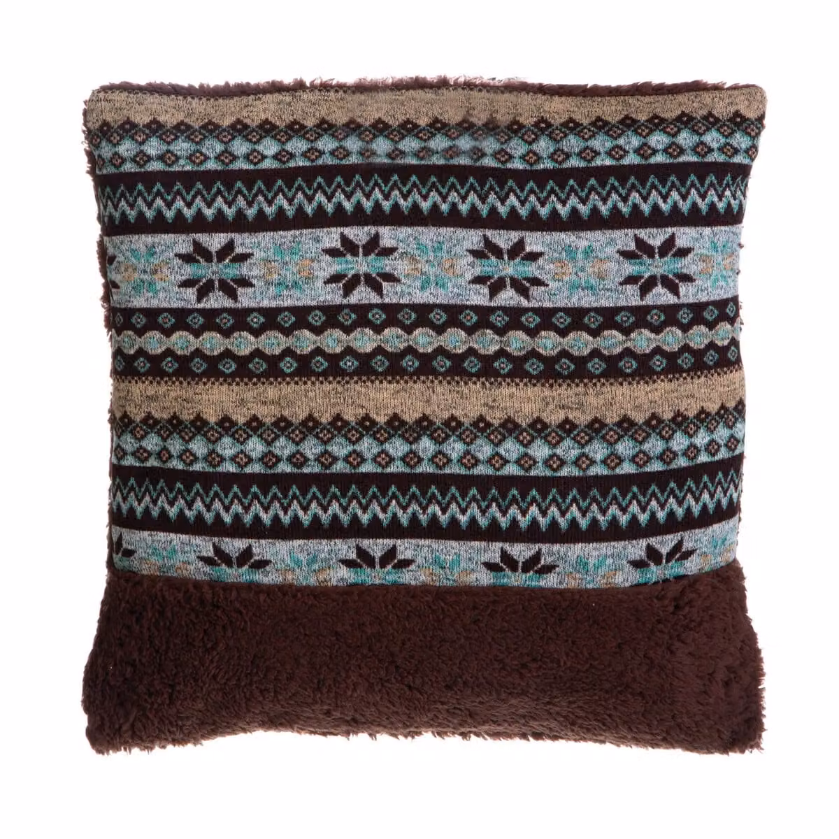 Orsina Fairisle Brown Polyester Throw Cushion – 2