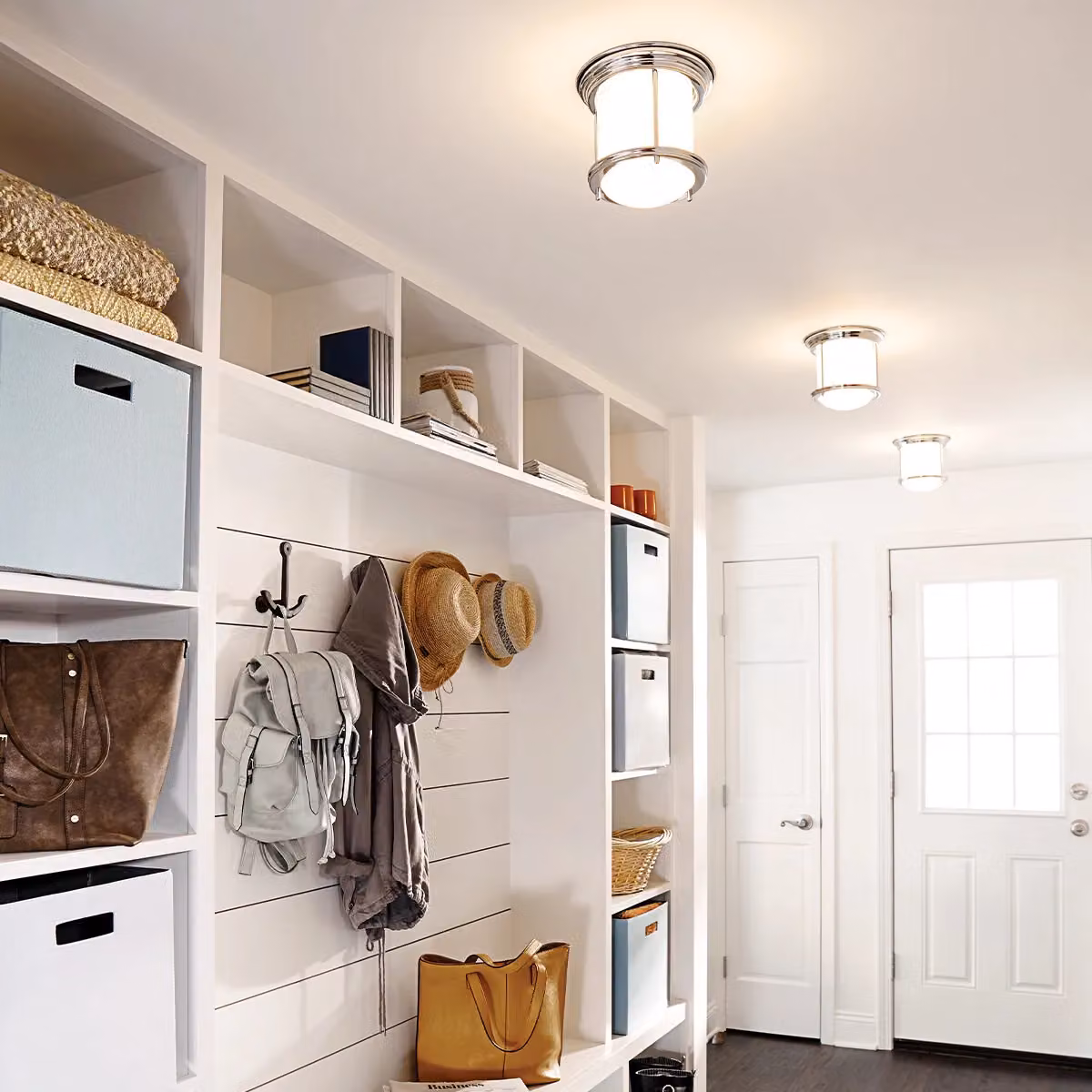 Hinkley Hadrian 1 Light Flush Mount Ceiling Light in Chrome and Grey with Opal Glass, IP44 Rated – 2