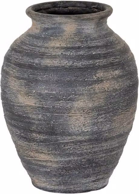 KDMD Marra Large Olpe Vase, Modern Round Ceramic Tabletop Centrepiece in Grey