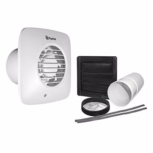 Xpelair DX100PS Simply Silent Bathroom Fan with Wall Kit, Pullcord, White or Grey