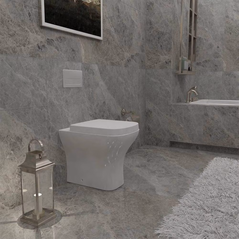 NESTLUNE White Ceramic Back To Wall Toilet Pan with Soft Close Seat, W: 52.0 cm, D: 49.0 cm, H: 40.0 cm – 2
