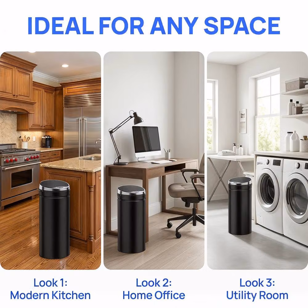 STILVORA 50L Sensor Bin with Soft-Close Lid and Fingerprint-Proof Stainless Steel Finish in Black – 7