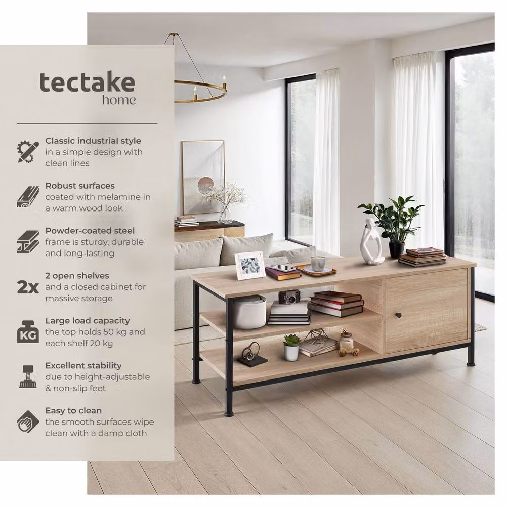 tectake Durban TV Stand in Light Brown – 2