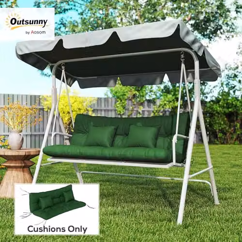 Outsunny Water Repellent Green Outdoor Seat and Back Cushions with Foam Padding – 2