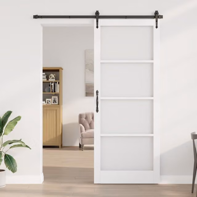 Berkfield Orkdal Modern Sliding Interior Door with Glass and Wood, White, W: 93 cm, H: 232 cm, D: 4 cm