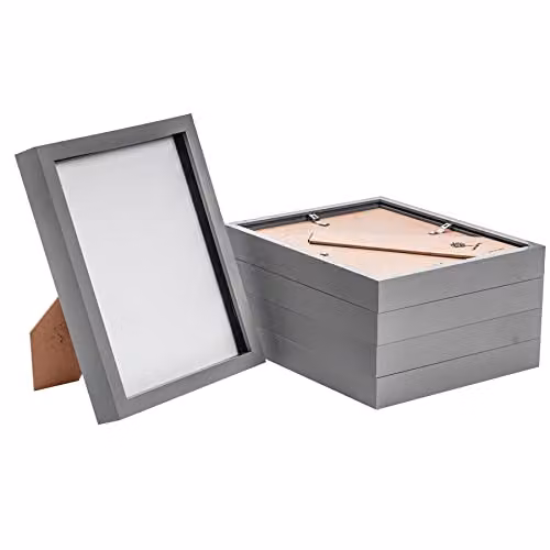 Nicola Spring Pack of 5 Rectangular 3D Shadow Box Photo Frames in Grey and Black, W/H: 20.32 x 25.4 cm – 2
