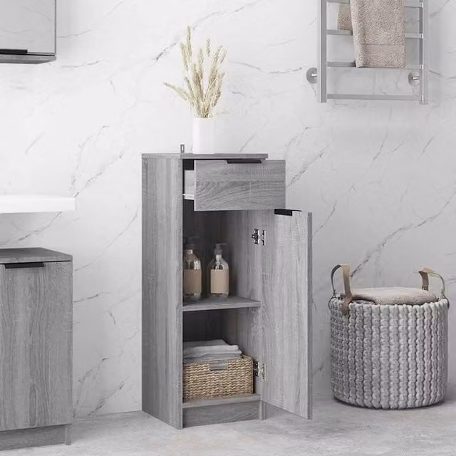 Berkfield Home Classic Bathroom Cabinet in Grey Sonoma, W/D/H: 32 x 34 x 90 cm – 1
