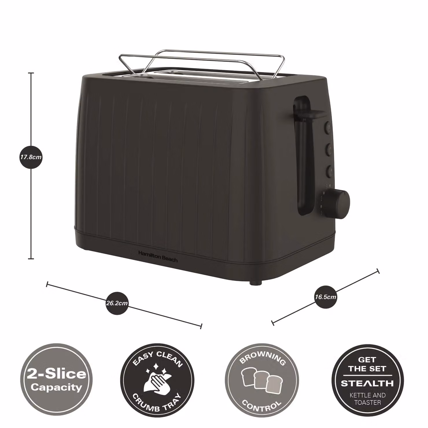 Hamilton Beach Stealth Kettle and Toaster Set in Black – 2
