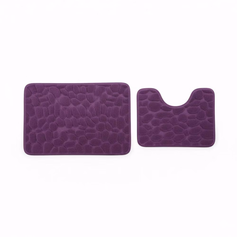Snug City Pebble Design Memory Foam Bath Mat Set in Purple, W: 80 cm, D: 50 cm – 2