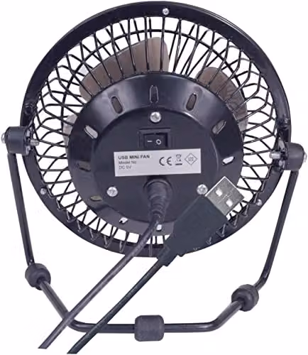 Prem-i-air Black Mini 4 inch USB Powered Desk Fan with Adjustable Head and Oscillation – 4