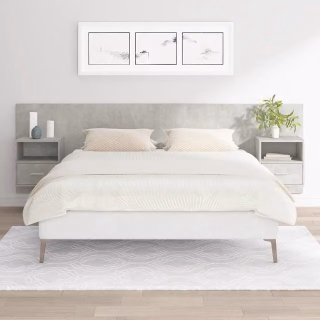 Berkfield Home Bed Headboard with Cabinets in Concrete Grey Engineered Wood