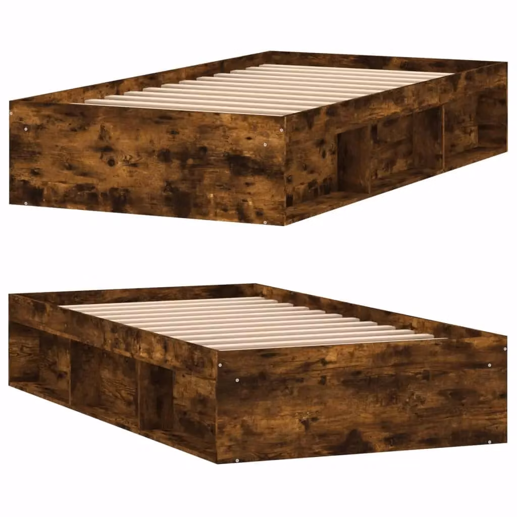 Berkfield Home Smoked Oak Bed Frame in Brown, W/D/H: 90 x 200 cm – 3