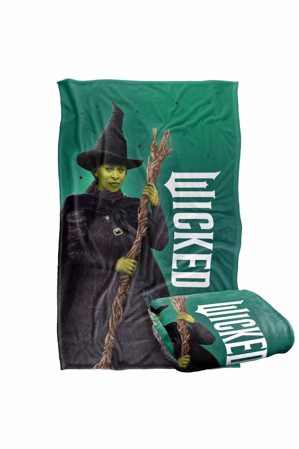 NBCU Wicked Elphaba Broom Silky Touch Super Soft Throw Blanket in Green and Multicolour, Large – 2