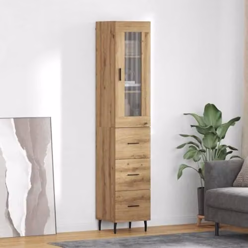 vidaXL Artisan Oak Highboard in Brown, W/D/H: 34.5 x 34 x 180 cm – 2