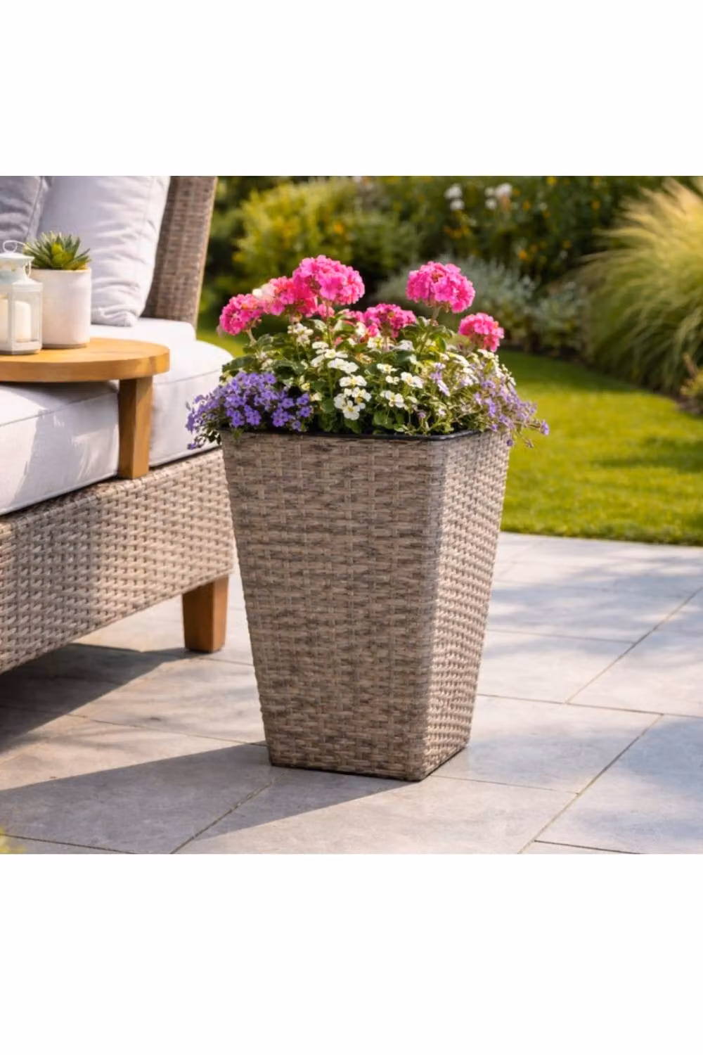 KDMD Grey Rattan Effect Tall Plastic Planter Tub – 3