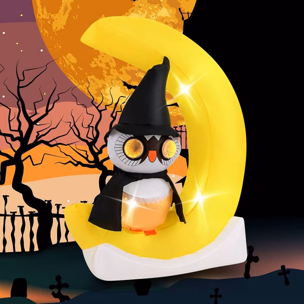 Costway Multicolour Inflatable Halloween Owl Outdoor Decoration W: 130 cm, D: 155 cm – 2