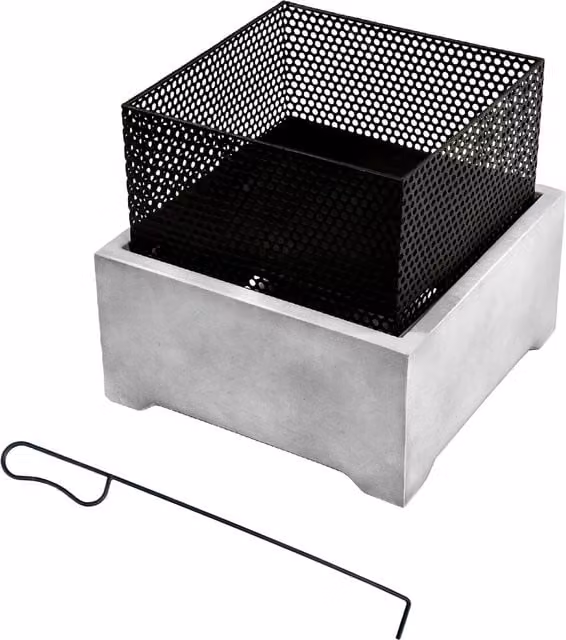 Teamson Home Modern Matt Grey Steel Wood Burning Fire Table