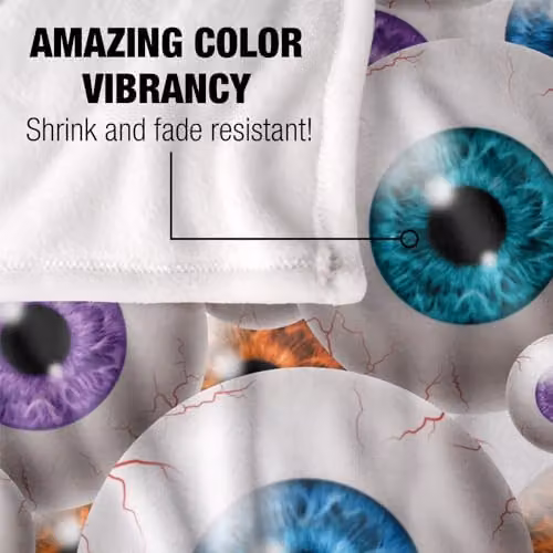 JQ Licensing James Piazza Eyeball Pattern Super Soft Fleece Throw Blanket, Multicolour, W: 91 cm, D: 147 cm – 3