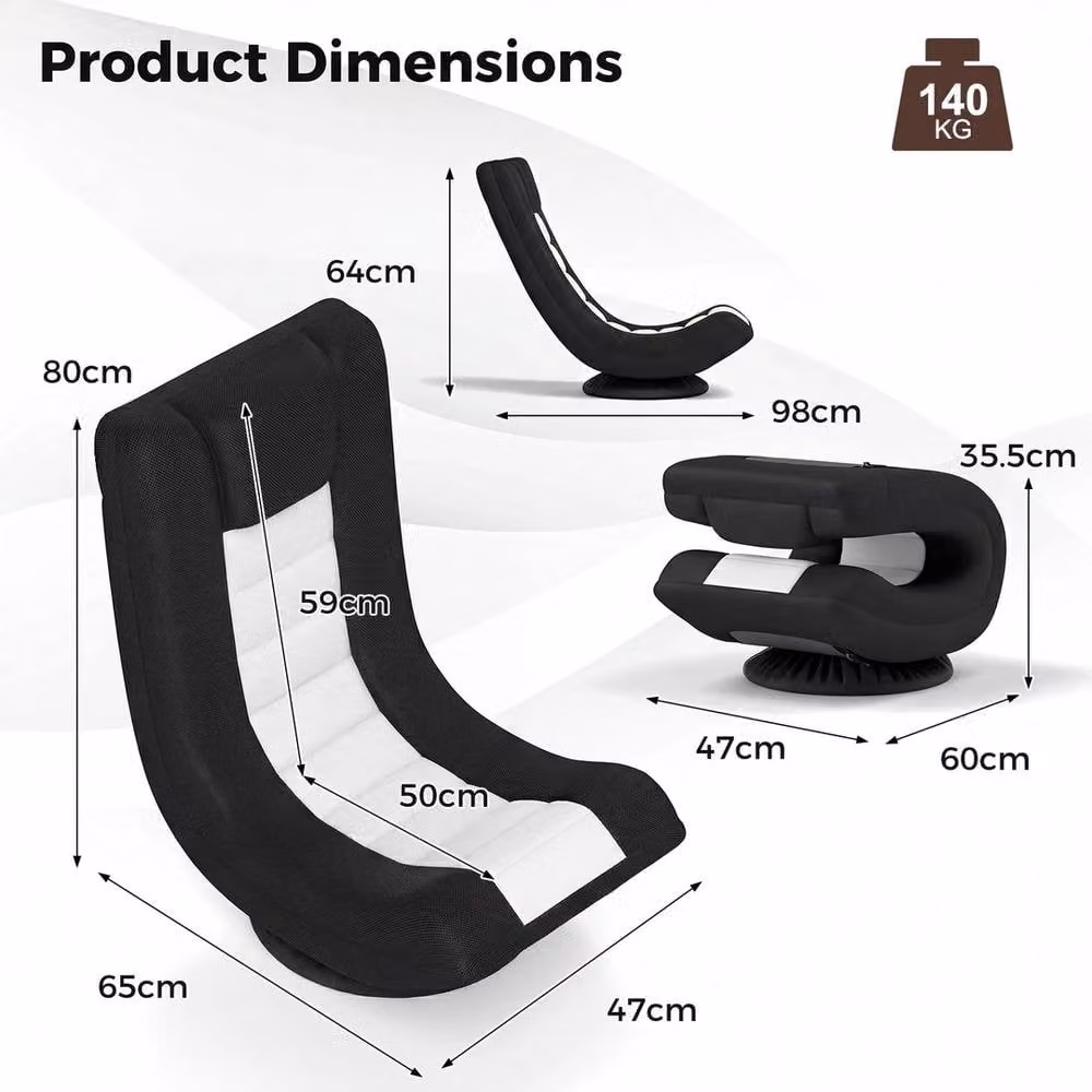EONLION Black Swivel Folding Floor Gaming Chair for Adults – 2