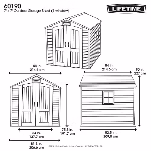 Lifetime 60190 Heavy Duty Plastic Shed with Window and Floor, Beige, W/D/H: 214 x 215 x 228 cm – 7