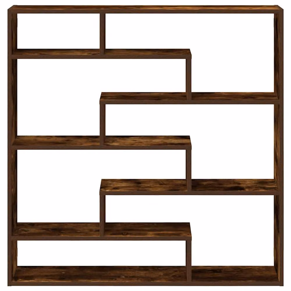 Berkfield Home Wall Mounted 7 Compartment Cube Shelf in Smoked Oak Brown – 4
