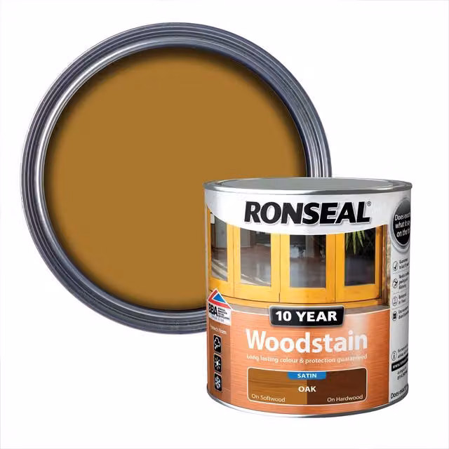 Ronseal 10 Year Woodstain in Oak, Brown, 750ml