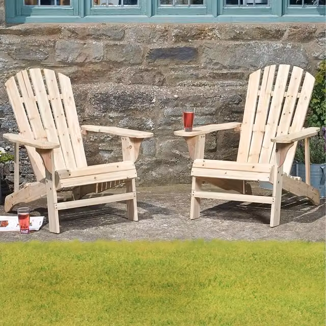 Garden Gear Classic Adirondack Chair Lounger, Brown, Set of 2