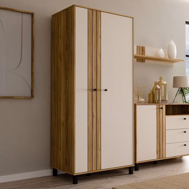 Furniture To Go Grafton 2 Door Wardrobe in White and Oak