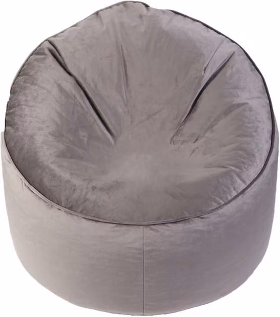 Kaikoo Velvet Cool Chill Grey Beanbag with Removable Cover and Refill Opening