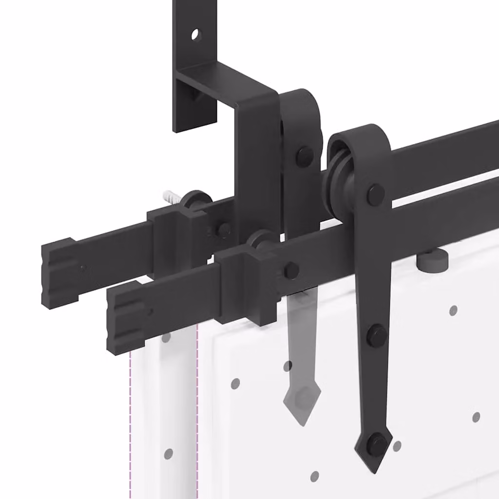 Berkfield Home Sliding Door Hardware Kit in Black Steel – 2