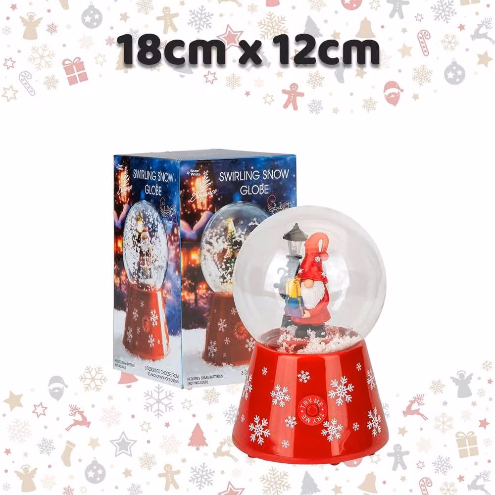 VFM e-Store Red Christmas Gonk Snow Globe with LED Light and Auto Snow, W/D/H: 12 x 12 x 18 cm – 2