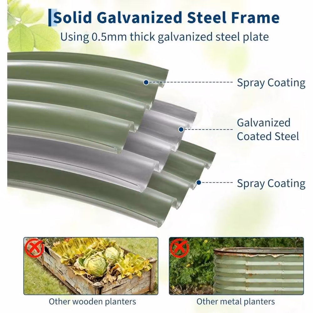 VOGREX 2-Pack Steel Raised Garden Bed Kit in Green, W/D/H: 180 x 90 x 30 cm – 4