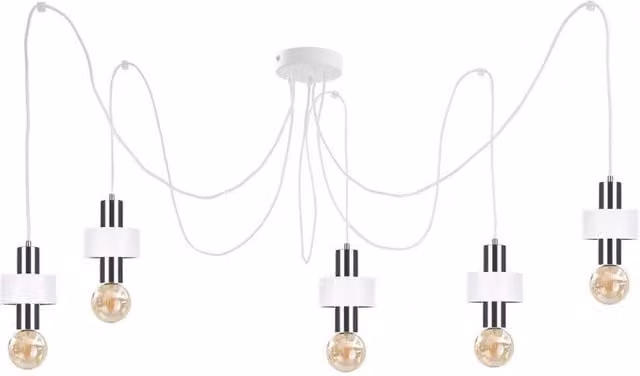 Netlighting Unica Cluster Pendant Ceiling Light in White and Silver with 5x E27 Sockets