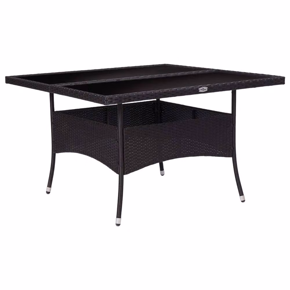 Berkfield Home Extendable Rectangular Outdoor Dining Table in Black Poly Rattan and Glass – 2