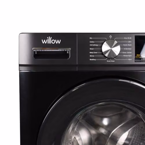 Willow Black Freestanding Front Loader Washing Machine with 1400 RPM and Child Lock – 2