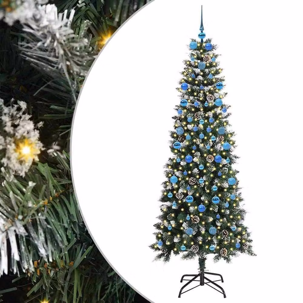 Berkfield Home Artificial Christmas Tree with 300 LEDs, Green, W/D/H: 86 x 86 x 210 cm – 1