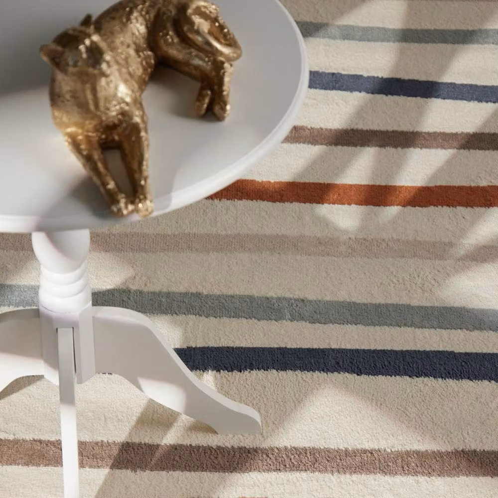 THE RUGS Adventures Kids Linnea Round Striped Rug in Cream and Multicolour, Diameter: 160 cm – 5