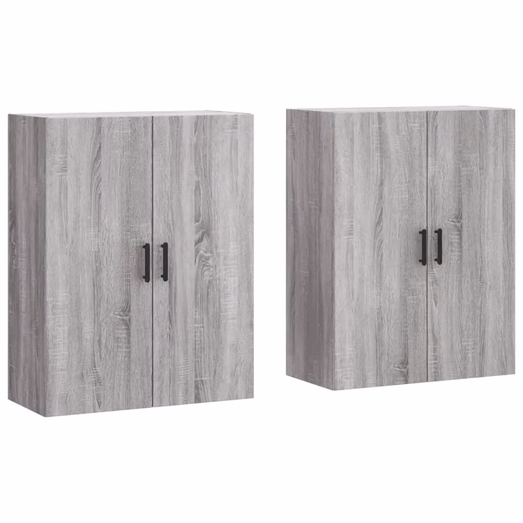 Berkfield Home Wall Mounted Cabinets, 2 Piece Set, Grey Sonoma, W: 69.5 cm, D: 34 cm, H: 90 cm – 2