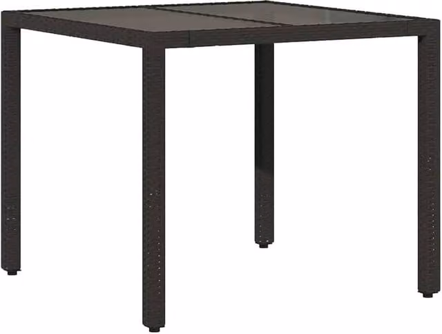 Berkfield Home Square Garden Table with Glass Top in Black, W/D/H: 90 x 90 x 75 cm