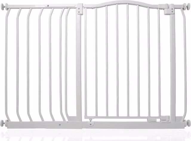 Safetots Extendable Curved Top Safety Gate in White for Doors and Stairs