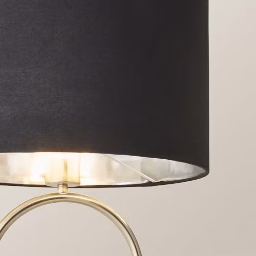 ValueLights Antonia Oval Table Lamp with Black Fabric and Chrome Drum Shade – 3